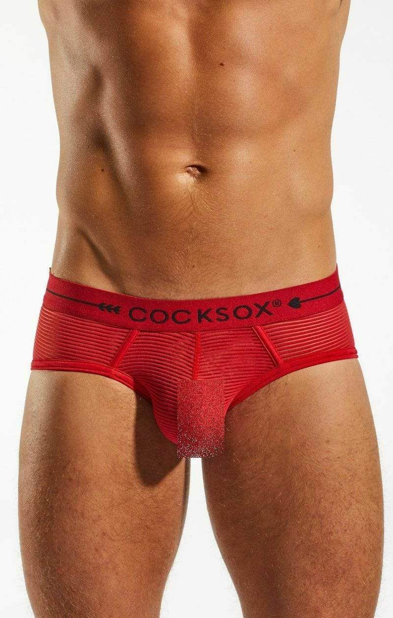 CockSox Brief Enhancer Sheer Slip See Trough Briefs Red CX76SH 9 - SexyMenUnderwear.com