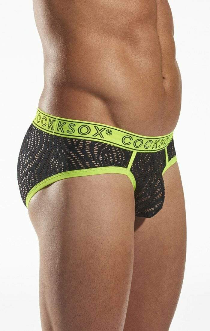 Cocksox CockSox Brief Enhancer Pouch Shredded Mesh Quality Slip Atomic Green CX76SD 12
