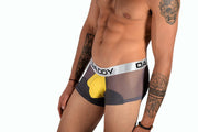 Daddy Underwear Boxer Trunk shorty Grey yellow sheer fabric DDG002 MX3 - SexyMenUnderwear.com