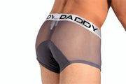 Daddy Underwear Boxer Trunk shorty Grey yellow sheer fabric DDG002 MX3 - SexyMenUnderwear.com
