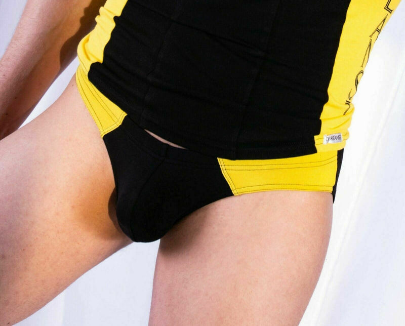 Doreanse Brief Basic Micro Briefs Slip Bikini Cut Black/Yellow 1099 2A - SexyMenUnderwear.com