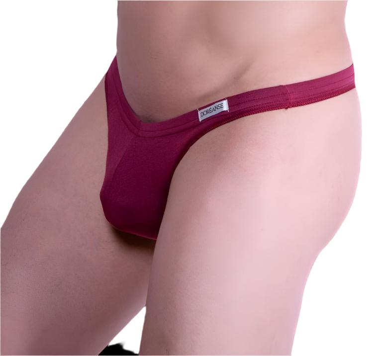 DOREANSE Mens String Underwear Euro Mens Thong Claret-Red 1392 15A - SexyMenUnderwear.com