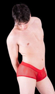 Doreanse sexy Boxer Brief Silky Hipster Short Low Rise-Mesh Boxer RED 1588 8 - SexyMenUnderwear.com
