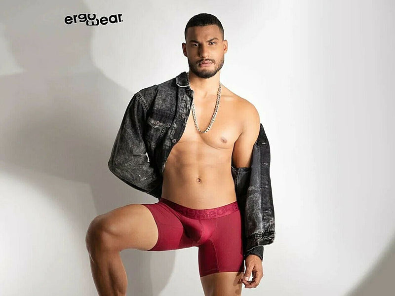 ErgoWear Boxer Trunks MAX XV Midcut Stretchy Boxer Microfiber Burgundy 1172 44 - SexyMenUnderwear.com