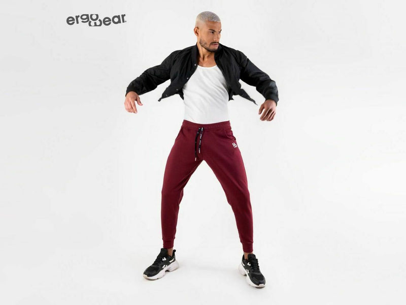 ErgoWear Jogger GYM Athletic Legging Pants Woven Cotton Burgundy 1110 2 - SexyMenUnderwear.com