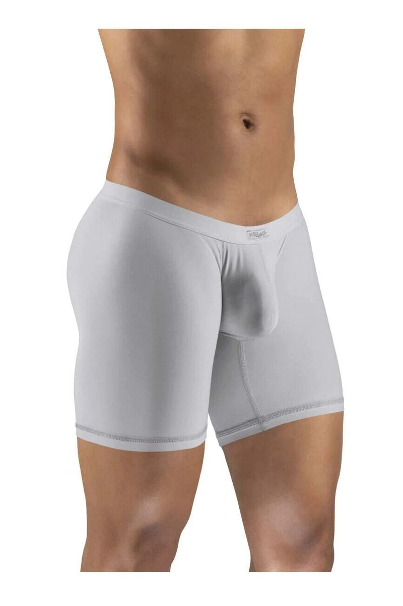 ErgoWear Long Boxer Briefs SLK Mid-Cut Body Defining Seamed Pouch Silver 1142 20 - SexyMenUnderwear.com