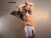 ErgoWear Long Boxer Briefs SLK Mid-Cut Body Defining Seamed Pouch Silver 1142 20 - SexyMenUnderwear.com