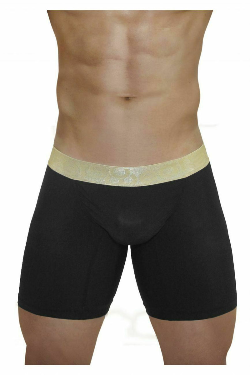 ErgoWear Long Boxer FEEL XV Extra Room Pouch Trunk Black-Gold 0827 34 - SexyMenUnderwear.com