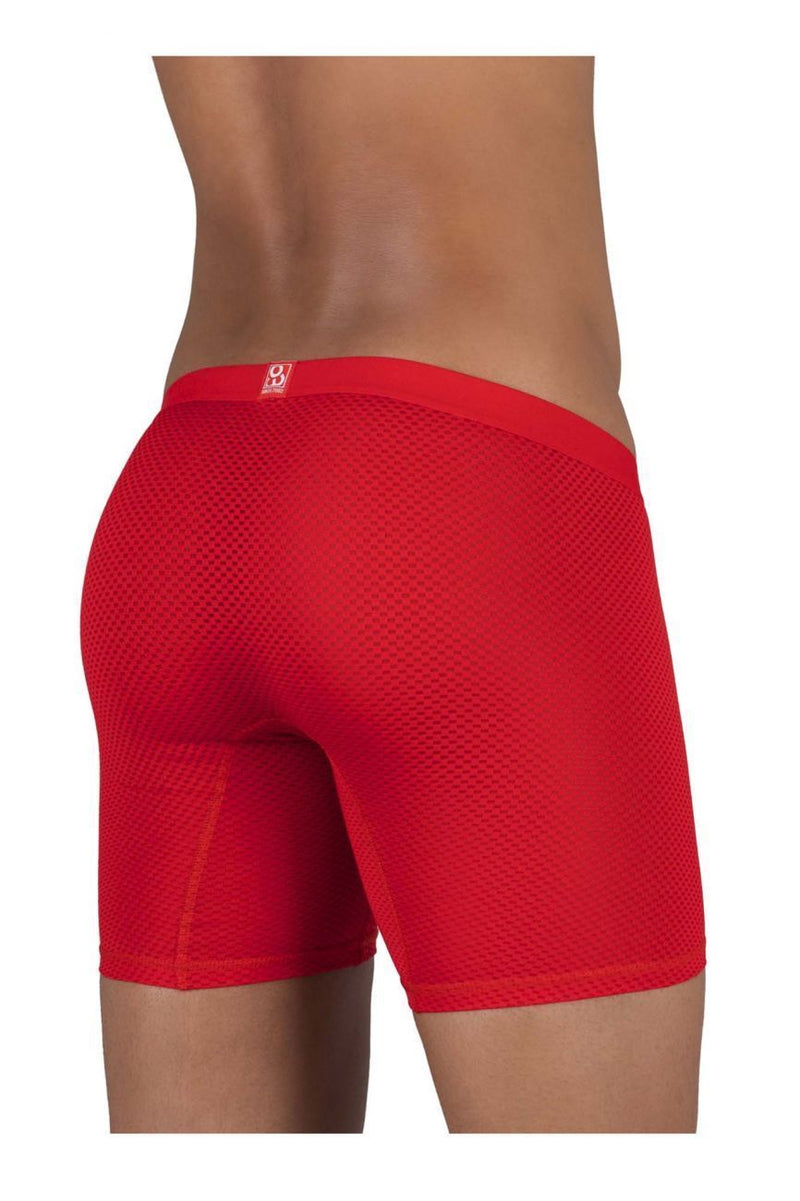 ErgoWear Long Boxer Sport Midcut SLK Mesh Boxer Briefs Red 1083 36 - SexyMenUnderwear.com