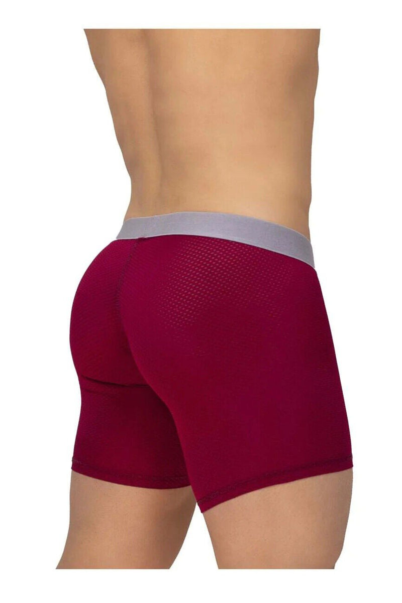 ErgoWear MAX Long Boxer Briefs Midcut Full-Coverage Seamed Pouch Burgundy 1218 4 - SexyMenUnderwear.com