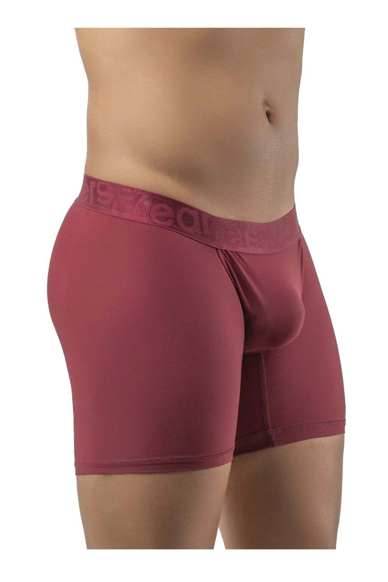ErgoWear Midcut Boxer Briefs FEEL XV Body-Defining Seamed Pouch Burgundy 1198 - SexyMenUnderwear.com