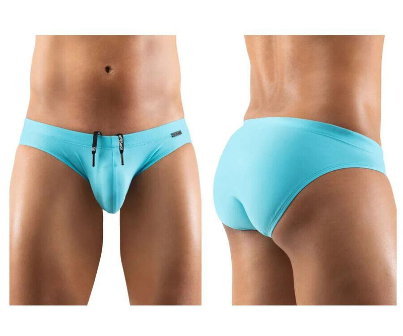 ErgoWear Swimwear X4D SW Silky Swim-Briefs With Seamed Pouch Neon Aqua 1221 25 - SexyMenUnderwear.com