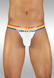 ErgoWear Thongs MAX XV Pouch 3D Rainbow Gay Pride Thong White 1114 26 - SexyMenUnderwear.com