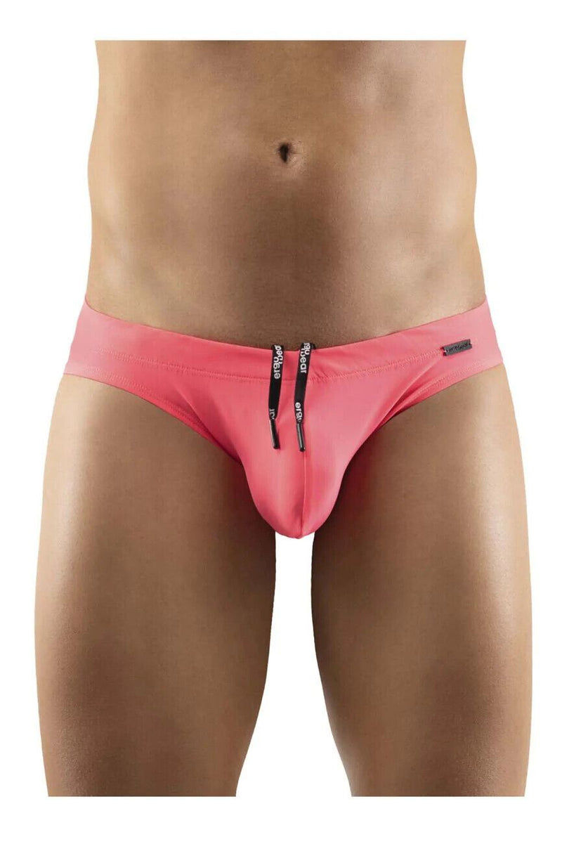 ErgoWear X4D Swimwear Silky Low-Rise Swim Briefs Seamed Pouch Neon Coral 1223 25 - SexyMenUnderwear.com