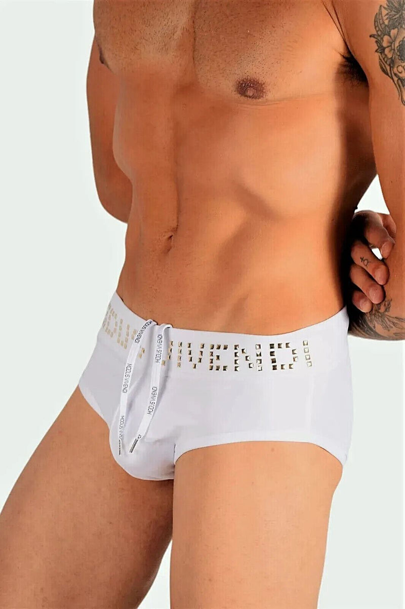 Fashion Swimwear Modus Vivendi Swim-Briefs Shiny Metalic Cubes White BS1811 5 - SexyMenUnderwear.com