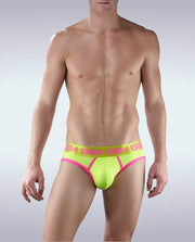 Garcon Model Briefs Espanola Fluorescent Trim Brief Neon Green Pink 7 - SexyMenUnderwear.com