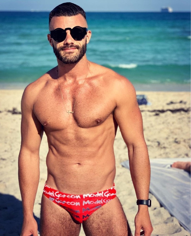 GARCON MODEL Swim-Brief Graffiti Low-Rise Red Swimwear 9 - SexyMenUnderwear.com