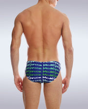 GARCON MODEL Swim-Brief Graffiti Low-Rise Swimwear Navy 9 - SexyMenUnderwear.com