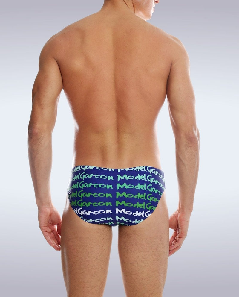 GARCON MODEL Swim-Brief Graffiti Low-Rise Swimwear Navy 9 - SexyMenUnderwear.com