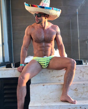 GARCON MODEL Swimwear Graffiti Low Rise Swim-Brief Zesty Yellow 9 - SexyMenUnderwear.com