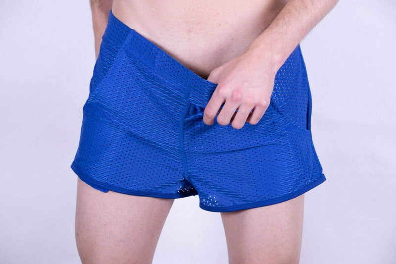 GIGO Sporty Mini Shorts Suggestive Blue Mesh SportWear Mens Shorts Blue B30175 1 - SexyMenUnderwear.com