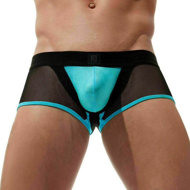 Gregg Homme Boxer Avant-Garde Trunk Fishnet Mesh Aqua 160405 92A - SexyMenUnderwear.com