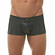 Gregg Homme Boxer Black-X Mesh Pleather Leather-Look Black 162605 84 - SexyMenUnderwear.com