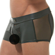 Gregg Homme Boxer Black-X Mesh Pleather Leather-Look Black 162605 84 - SexyMenUnderwear.com