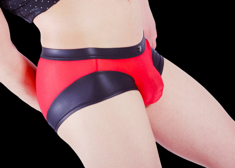 Gregg Homme Boxer Brief Two-Timer Faux Leather-Look Red 130305 71 - SexyMenUnderwear.com