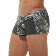 Gregg Homme Boxer Captive Print Leopard Trunk Grey 162305 45 - SexyMenUnderwear.com