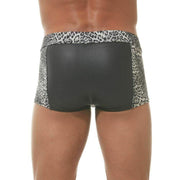 Gregg Homme Boxer Captive Print Leopard Trunk Grey 162305 45 - SexyMenUnderwear.com