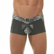 Gregg Homme Boxer Captive Print Leopard Trunk Grey 162305 45 - SexyMenUnderwear.com
