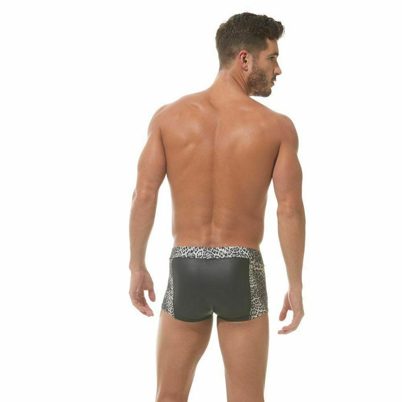 Gregg Homme Boxer Captive Print Leopard Trunk Grey 162305 45 - SexyMenUnderwear.com
