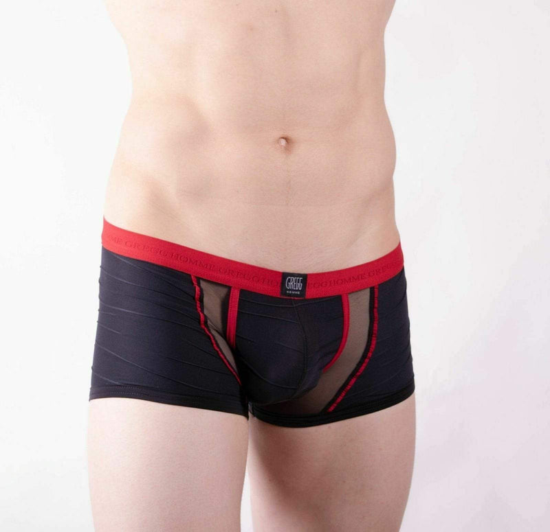 Gregg Homme Boxer Cheeky Mesh Enhancer Pouch Black 132355 73 - SexyMenUnderwear.com