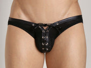 Gregg Homme Brief Mesh Faux-Leather lace-up Pouch 110603 163 - SexyMenUnderwear.com