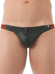 Gregg homme Brief Player Slip Real Leather fetish Red 143103 116 - SexyMenUnderwear.com