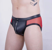 Gregg Homme Brief Reckless Zipper Leather Look Fetish Slip Red 140703 78 - SexyMenUnderwear.com