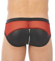 Gregg Homme Brief Reckless Zipper Leather Look Fetish Slip Red 140703 78 - SexyMenUnderwear.com