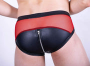 Gregg Homme Brief Reckless Zipper Leather Look Fetish Slip Red 140703 78 - SexyMenUnderwear.com
