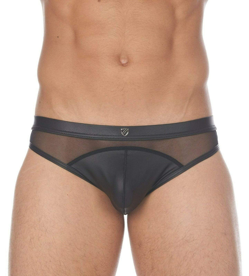 GREGG HOMME Brief Speed Faux Leather & Mesh Slip Black 132503 79 - SexyMenUnderwear.com