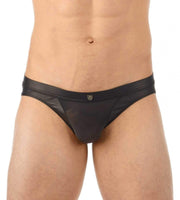 Gregg Homme Brief Two-Timer Leather Look Slip Black 130303 71 - SexyMenUnderwear.com