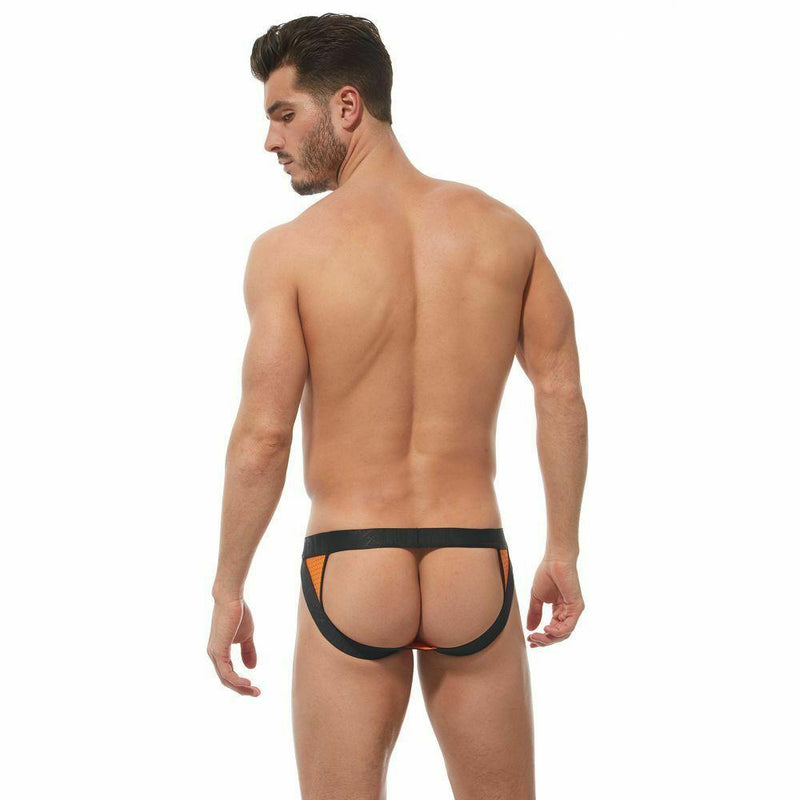 Gregg Homme Jock Challenger Sporty Mesh JockStrap White/Orange 170534 62 - SexyMenUnderwear.com