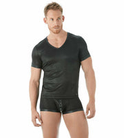 Gregg Homme T-Shirt Diablo Faux Leather V-Neck Fetish Shirts 142907 GT1 - SexyMenUnderwear.com