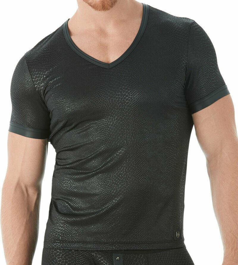 Gregg Homme T-Shirt Diablo Faux Leather V-Neck Fetish Shirts 142907 GT1 - SexyMenUnderwear.com