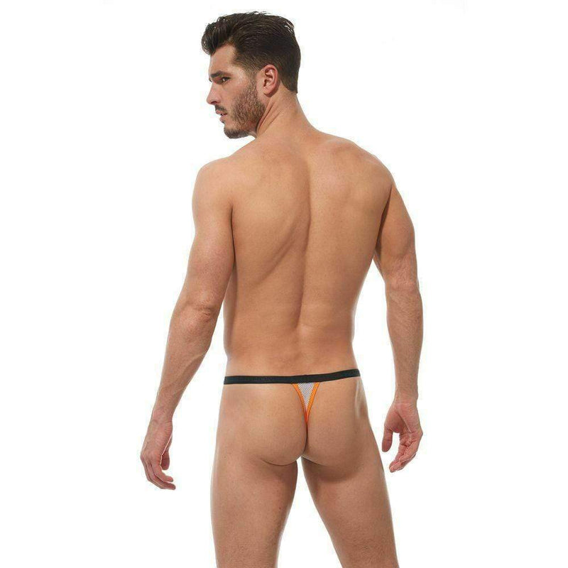 Gregg Homme Thong Challenger Sporty Mesh Thongs White/Orange 170504 64 - SexyMenUnderwear.com