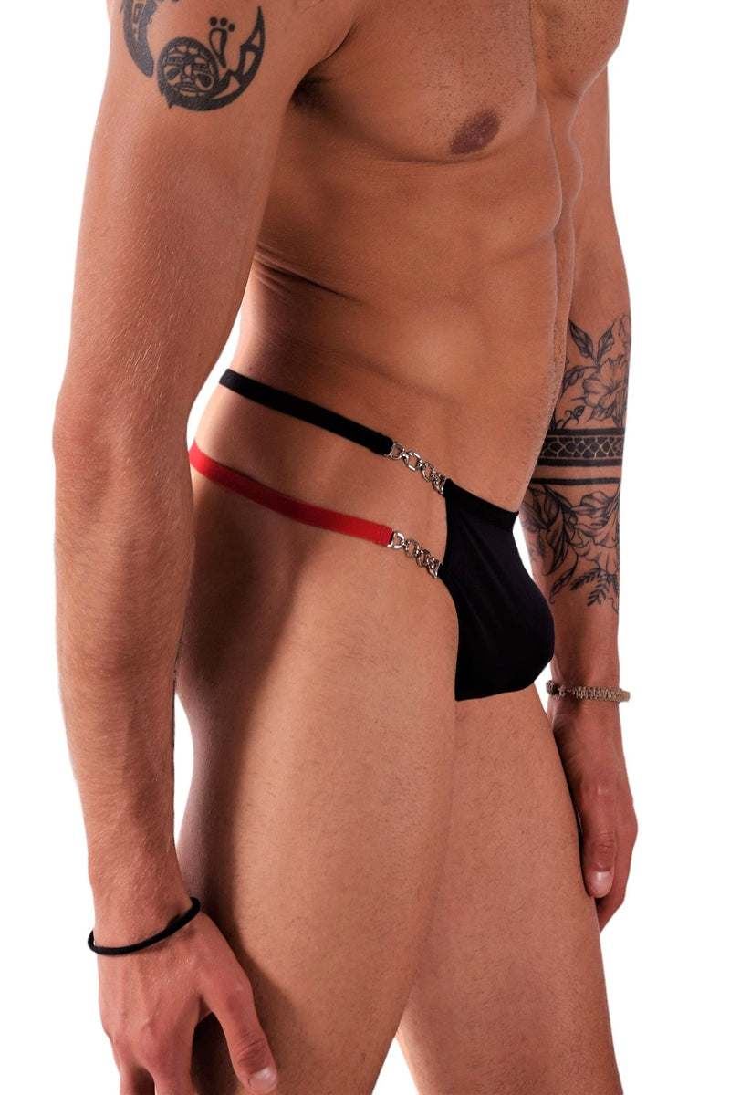 Gregg Homme Thong Cocky Asymmetric Tanga Metal Chains Black 120504 134 - SexyMenUnderwear.com