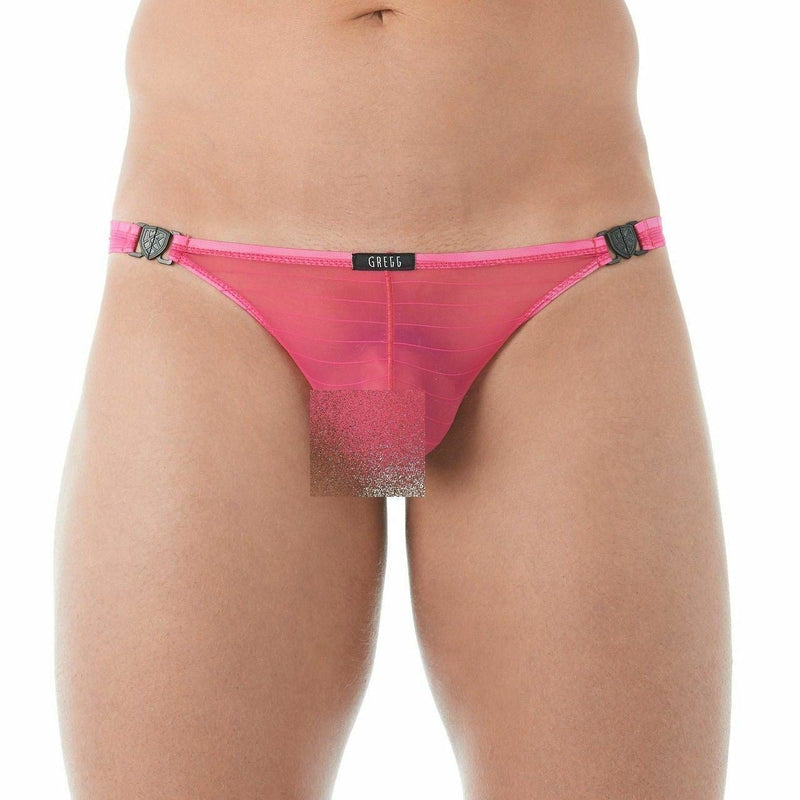 Gregg Homme Thong Suspender Mesh C-Ring Tangas Pink 142804 123 - SexyMenUnderwear.com
