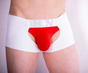 HIDDEN Bikini open bum shorty two piece combination Pouch White red 968 8 - SexyMenUnderwear.com