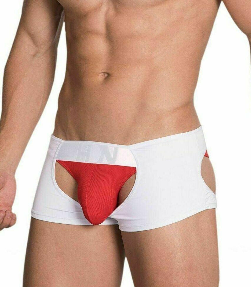 HIDDEN Bikini open bum shorty two piece combination Pouch White red 968 8 - SexyMenUnderwear.com