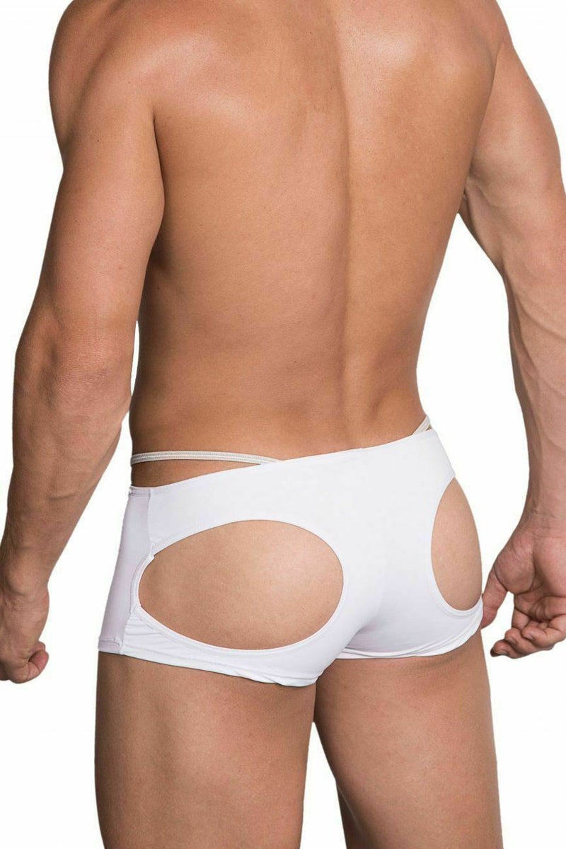 Hidden Sexy Boxer Lingerie For Men Open Butt Boxers Trunk WHITE 957 4 - SexyMenUnderwear.com
